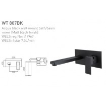 ECT Acqua Black Wall Mount Bath/Basin Mixer (Matt Black Finish)